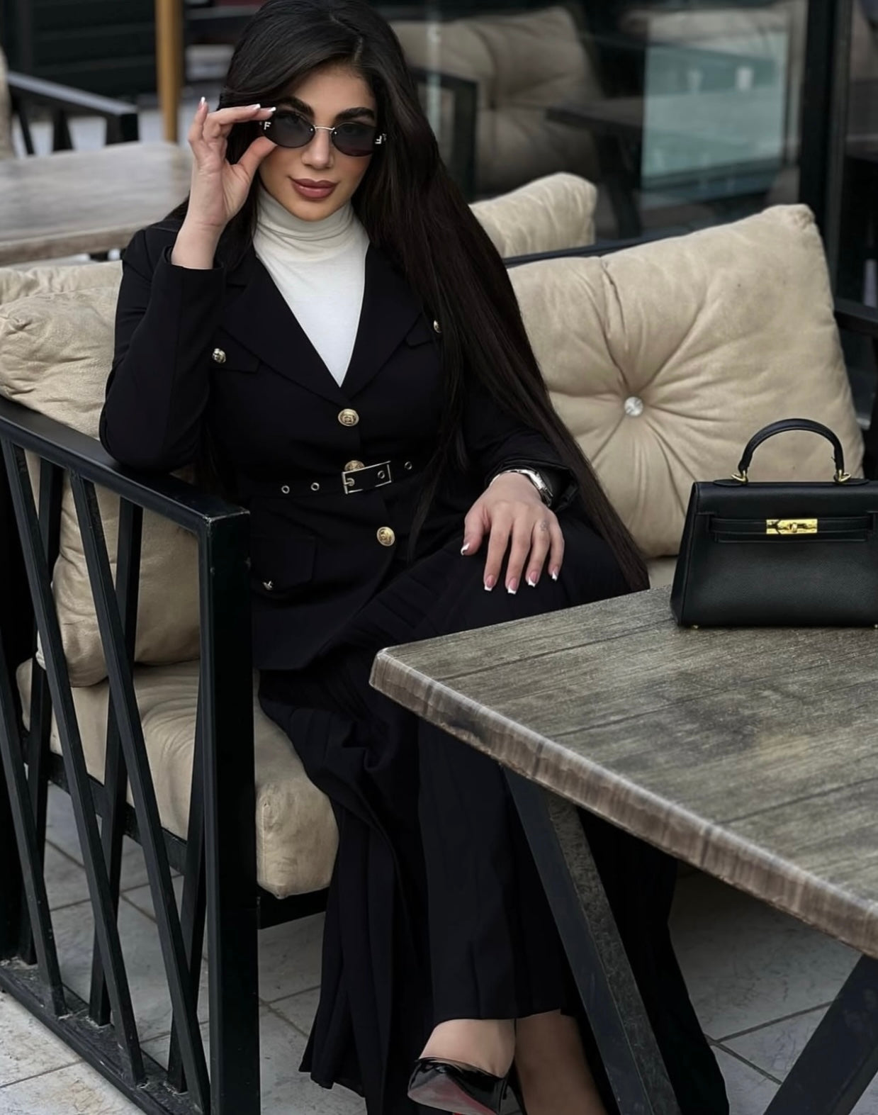ensemble ahlem 3 pieces🇹🇷 jupe longue plissée avec fermeture + blazer avec doublure + une ceinture