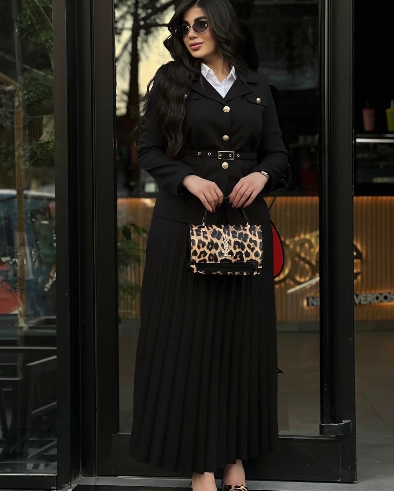 ensemble ahlem 3 pieces🇹🇷 jupe longue plissée avec fermeture + blazer avec doublure + une ceinture