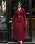 ensemble ahlem 3 pieces🇹🇷 jupe longue plissée avec fermeture + blazer avec doublure + une ceinture